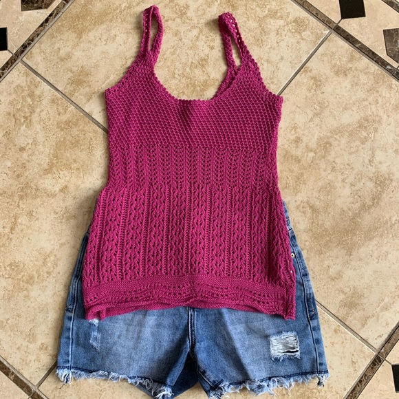 Old Navy Tops - Old Navy Raspberry Crocheted Tank, Size XS